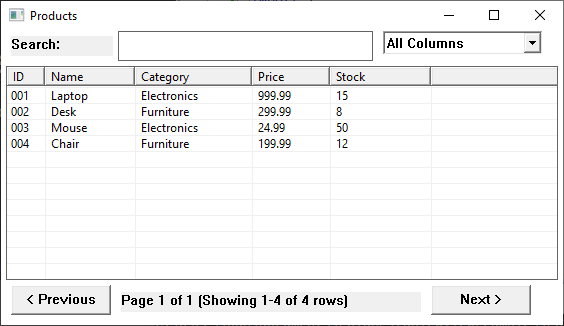 goTableView basic usage
