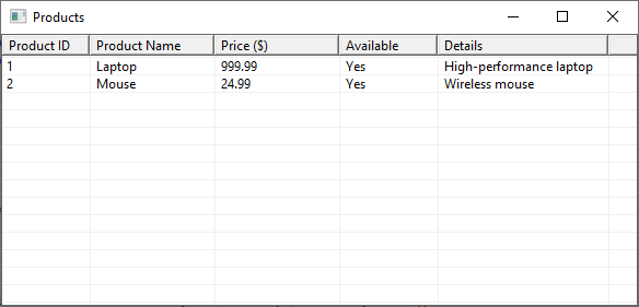 goTableView basic usage